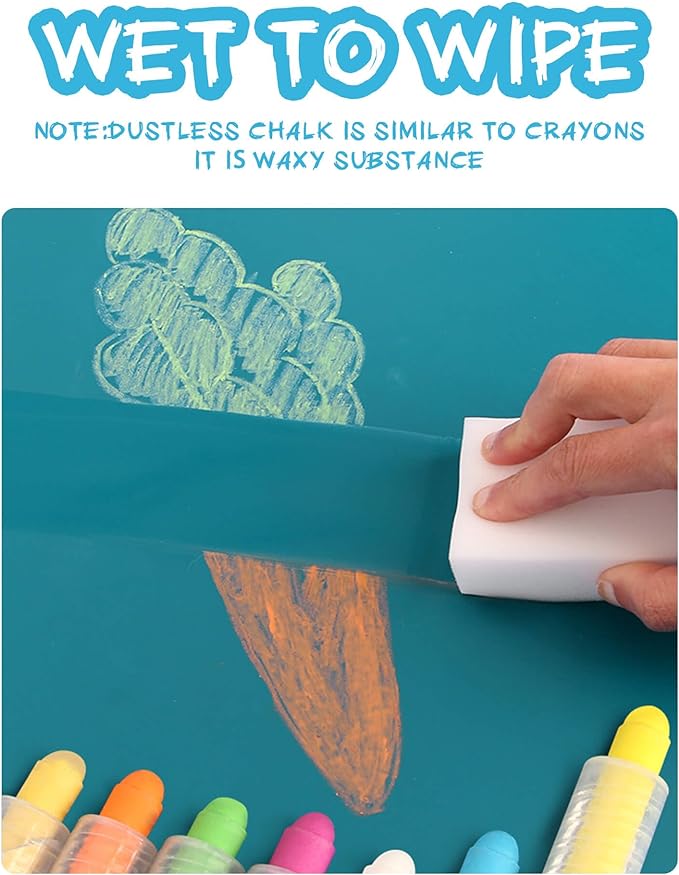 NewFamily 48-Color Dustless Chalk Set with Holders, Non-Toxic Washable Chalk for Kids, Blackboard & Sidewalk Art, Home Projects