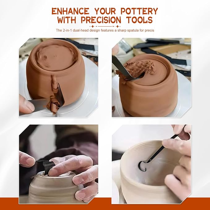 Pottery Trimming Tools, Double-Ended Clay Sculpting Tool with Sharpened Edges, Ceramic Tools for Wheel Trimming, Smoothing & Detail Work, Professional Pottery Supplies for Artists & Crafters