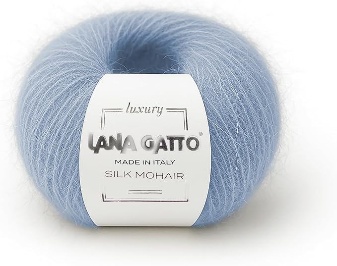 Silk Mohair Luxury Yarns, Premium and Soft Blend for Knitting, Made in Italy (Light Blue - 7264, 2)