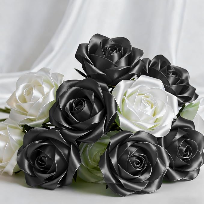 1-1/2" x 50 Yards Satin Ribbon - Black Silk Ribbon with Spool - Ideal for Gift Wrapping, Floral Bouquets, Crafts, Wedding Party Decorations, Christmas and Sewing Projects