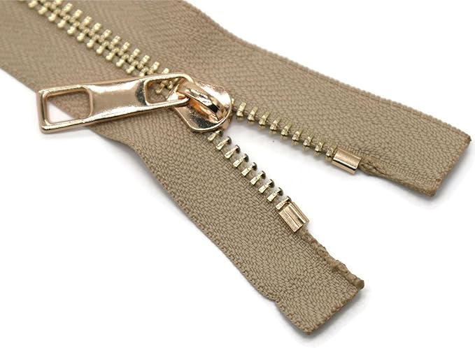 #5 Gold Metal Zipper - 50+ Colors - 3 PCS - (4-14 inches) Sizes - Luxury Lightweight Handcraft Metal Zippers with pulls for Purses Bags Pockets Shoes Sewing & Crafts DIY ZP02564