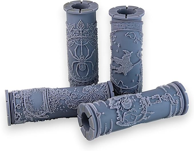 Wicked Wonders Collection Clay Texture Rollers 4-Pack (4") - Halloween Set #01 - Embossing Pattern Rollers for Polymer & Ceramic Clay, Pottery & Crafts