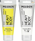 MEEDEN Acrylic Paint Yellow Pale: Bundled with Titanium White Color - 100ml/3.38oz x2 Bulk Heavy Body Acrylic Paint Tubes for Art Craft Painting