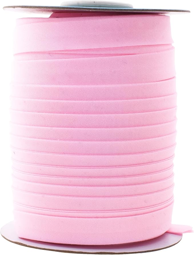Mandala Crafts 55 Yards 5/8 Inch Light Pink Double Fold Bias Tape for Sewing - Bias Binding Tape for Quilting Binding, Hemming, Seam, and Fabric Piping