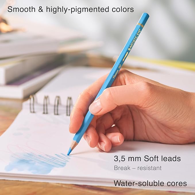 ARTISTIC EYE Premium Watercolor Pencils | Set of 48, Quality 3.5mm Soft Core Leads, Water-Soluble Pencils, Perfect for Beginner & Advanced Artists