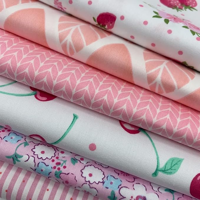 6Pcs Cotton Fabric Squares 20x20 Inch (50x50cm) Pre-Cut Quilt Squares Sheets Patterns Craft Cotton Fabric Bundle for Sewing Quilting Patchwork Crafting Home Décor Handwork (Pink)