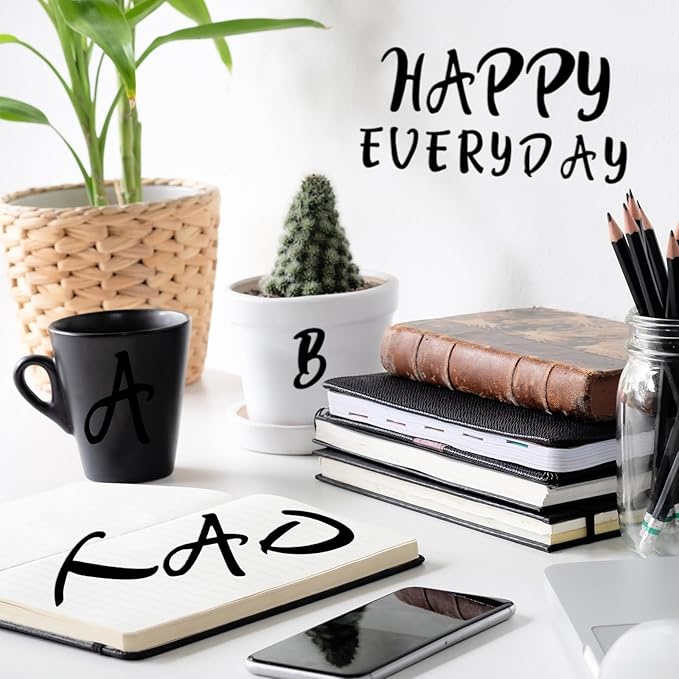 TaoBary 416 Pcs Letter Stickers 8 Sheets Alphabet Stickers 2 Size Vinyl Cursive Self-Adhesive Letter Personalized Decor for Mailbox Scrapbook Window Sign Door Classroom DIY Craft (2'', 3'', Black)