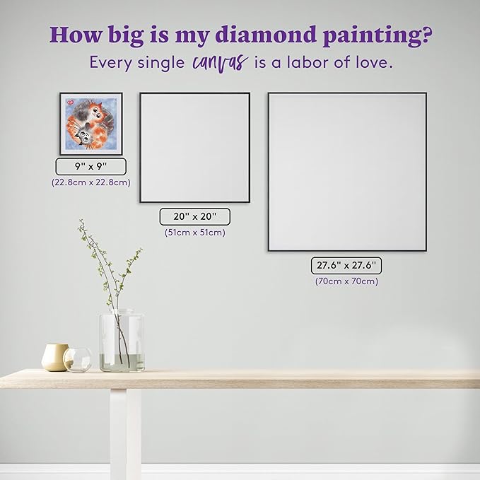 DIAMOND ART CLUB Cat Hugs Diamond Painting Kit, Fun DIY Crafts for Adults, Round Diamond Art Canvas, 9" x 9"