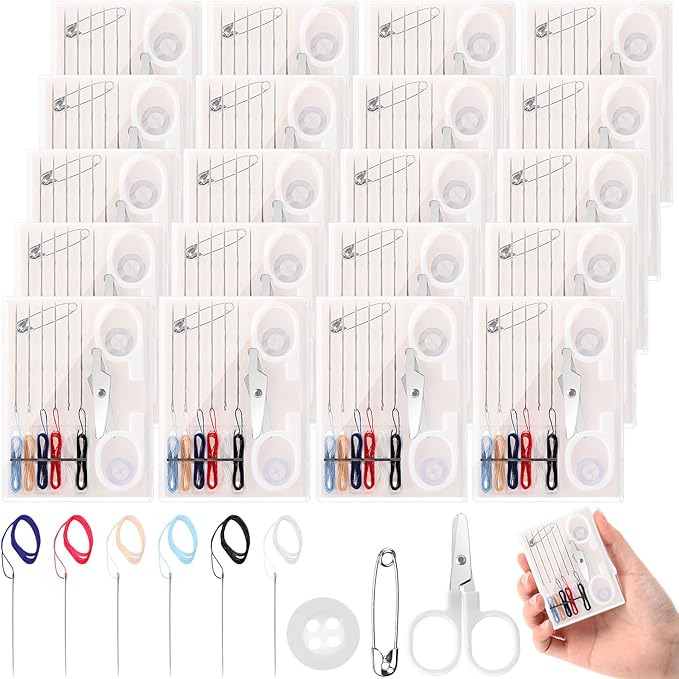 Knitgrip 48 Boxes Travel Sewing Kit Mini Sewing Kits Bulk Portable Pocket Sewings Supplies Accessories DIY with Needle Thread Buttons Scissors for Adults Teen Beginner Mom Grandma Women Gifts