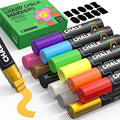 WUO Window Chalk Markers,12 Colors Car Markers,15mm 3-In-1 Jumbo Wide Nib, Dust-Free & Non-Toxic - Erasable Blackboards Marker For Rock Painting, Poster, Stone, Ceramic, Glass