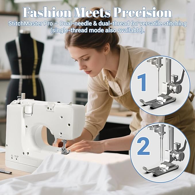 All-in-One Sewing Machine for Beginners, Easy to Use Dual Speed Control with 16 Built-in Stitches, Auto Bobbin Winder, Foot Pedal, Perfect for Sewing, Mending, Crafting for Home & Travel