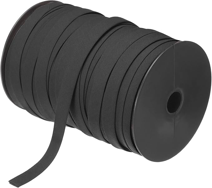 MECCANIXITY 1/2 Inch Double Fold Bias Tape Polyester Continuous Bulk Bias Tape for Sewing, Seaming Quilting Hemming Binding Crafts (Black 100 Yards)