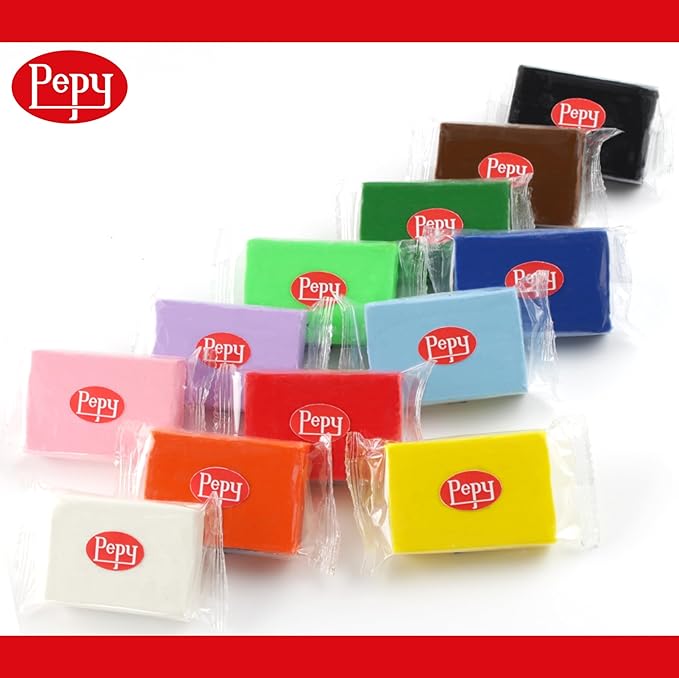 Pepy Plastilina Reusable and Non-Drying Modeling Clay Gift Set; Set of 24 Bars, 1.4 Ounce Each, 2 Each of 12 Colors, Perfect for Arts and Crafts Projects, Multicolor