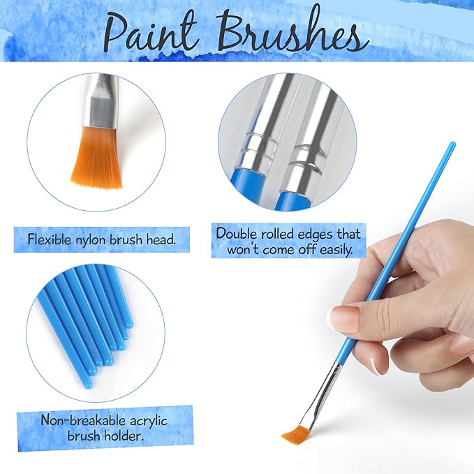 Paint Brushes Set for Acrylic Painting, 100 Pcs Flat Art Painting Brushes Acrylic Paint Brush, Nylon Paint Brush for Kids Adults Oil Watercolor Rock Painting Body Face Nail Art