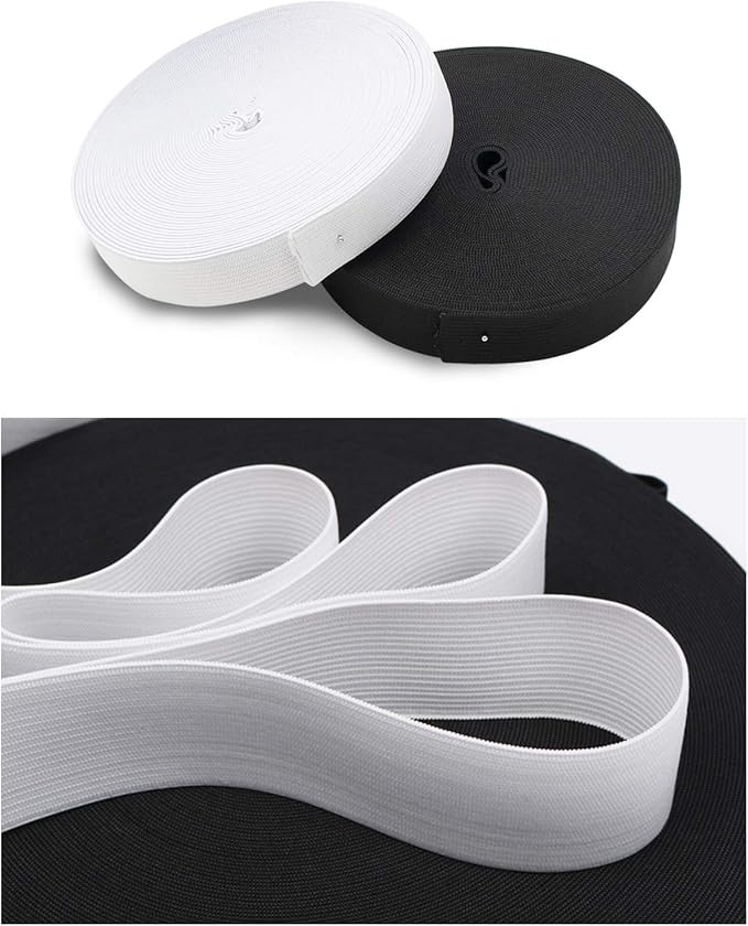 3/4 Inch 11yard/roll x 2Rolls Yard Elastic Bands for Sewing,Craft (Black and White)
