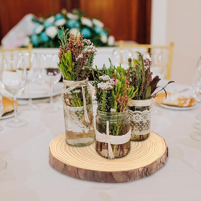 18 PCS 5.5-6.3 Inch Natural Wood Slices, Unfinished Pine Wood Circles with Barks for Coasters, DIY Crafts, Christmas Rustic Wedding Ornaments and Centerpieces,by GNIEMCKIN