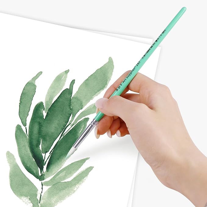 XDT#267 Artist Paint Brush Set, 6Pcs Nylon Brushes for Acrylic Painting, Watercolor, and More–Includes Filbert, Round Tip, and Flat Brushes