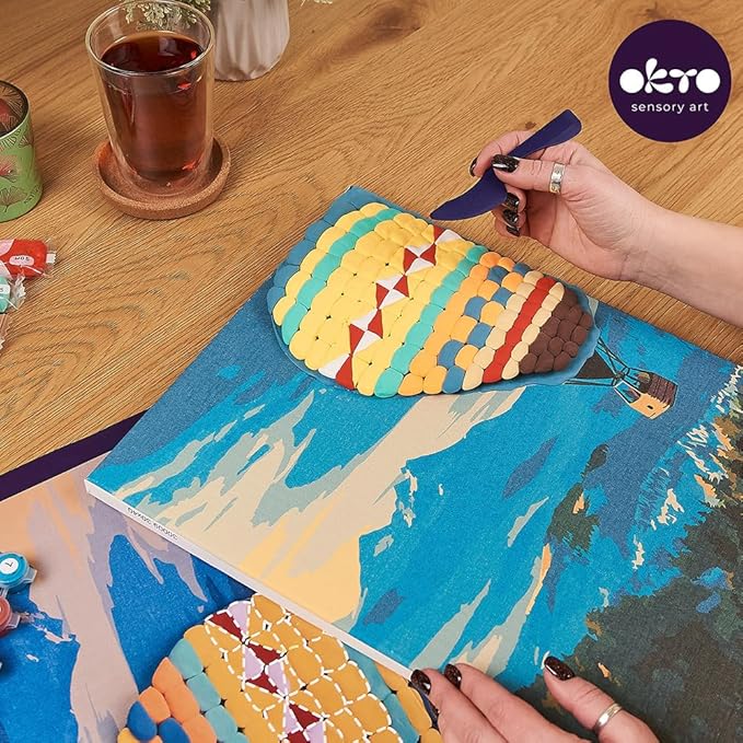 OKTO Art Kit A Cat in a Hot air Balloon Flight | Arts & Crafts DIY Painting with Modeling Claу | Claу Kit for Painting | Painting Kits for Adults for Home Decoration Claу for Adults