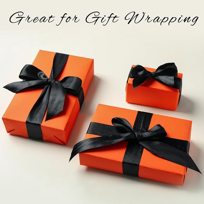 1-1/2 Inch Wide Black Satin Ribbon, 50 Yards Solid Polyester Fabric Ribbon for Roses Making, Gift Wrapping, Valentine's Day, Wedding Decorations, Crafts, Bows