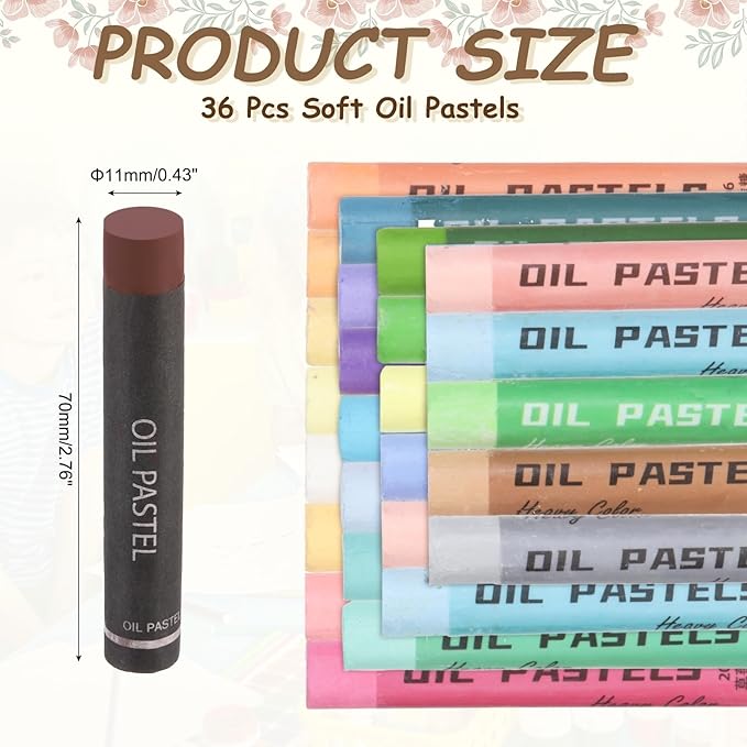 MECCANIXITY Soft Oil Pastels, Oil Pastel Crayons Vibrant Color Blendable Art Supplies for Painting Drawing Blending Painting Artists Beginners Professional(Dark Brown, Pack of 36)
