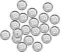 HARFINGTON 20pcs Metal Sewing Button, 25mm 4-Hole Round Suit Shirts Coats Clothes Sewing Buttons for Decoration Craft, Silver