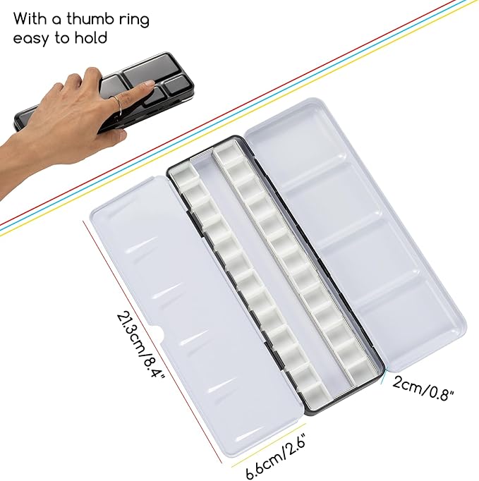 MEEDEN Empty Watercolor Paint Palette: Travel Water Color Palette Tin with 24 Half Pans - Portable Metal Palette Tin Box (Galaxy)