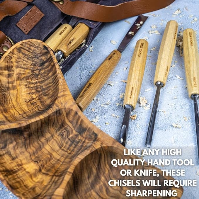 Wood Carving Tools Set of 12 Wood Chisels - Glides Through Wood Like Butter - Quality Carving Tools Chisel Set for All Skill Levels, Woodworking Tools for Hobbyists Or Professionals