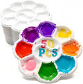 50 Pcs Paint Palettes, One Time Use Plastic Paint Pallets, Mini Watercolor Painting Palettes for Painting or DIY Craft Class, White 4.6 in