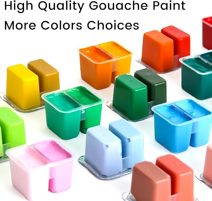 HIMI Gouache Paint Set, 112 Colors x 12g Twin Jelly Cup Design in Carrying Case, Non-Toxic Paint for Canvas and Paper, Perfect for Artists, Student, Opaque Painting (Black)