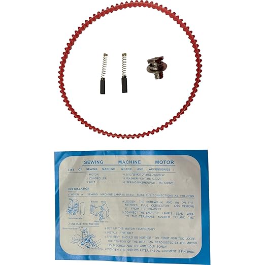 Home Sewing Machine Motor 110VAC 100W Power with Foot Pedal, Motor Belt, Bracket, Bolts, and Carbon Brush
