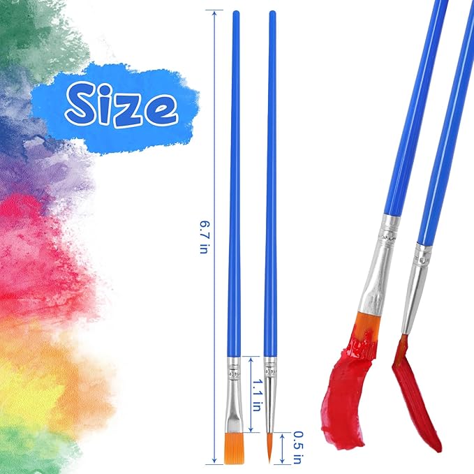 Paint Brush Bulk, 50 Pcs Small Brushes for Acrylic Painting, Craft Paint Brushes Set for Kids Watercolor Face Canvas Detail Painting (Flat & Round)