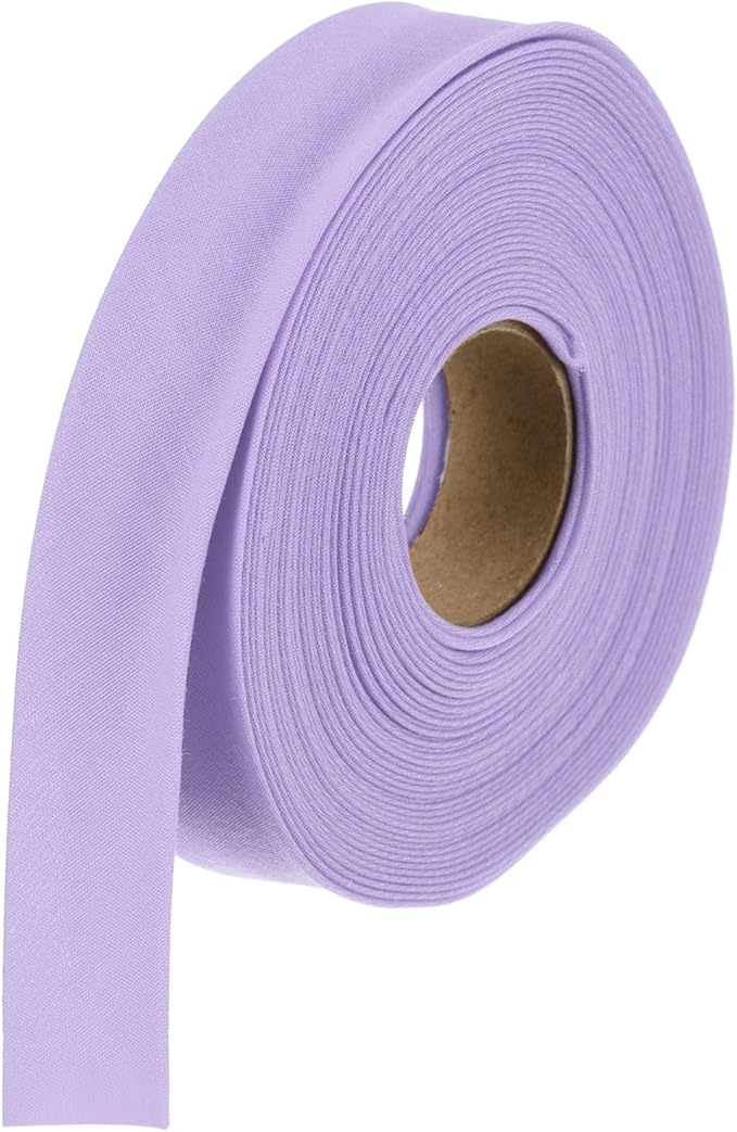 MECCANIXITY 1 Inch Double Fold Bias Tape Polyester Continuous Bulk Bias Tape for Sewing,Seaming Quilting Hemming Binding Crafts (Light Purple 10 Yards)