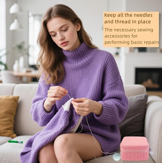 MaryLavender Sewing Kit Portable Sewing Supplies Accessories Box with Thread, Needles, Scissors