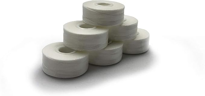 Marathon 100% Polyester Sideless Prewound Embroidery Bobbin Style L Size 144 YDS/Bobbin (White)