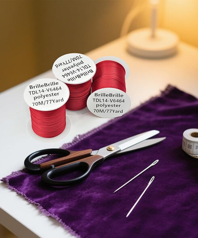 Extra Strong Upholstery Thread Repair Sewing Kit,Polyester Thread for Sewing with 7 Size Sewing Needles for Furniture,Leather&Canvas Stitching,70m/Spool (Red)