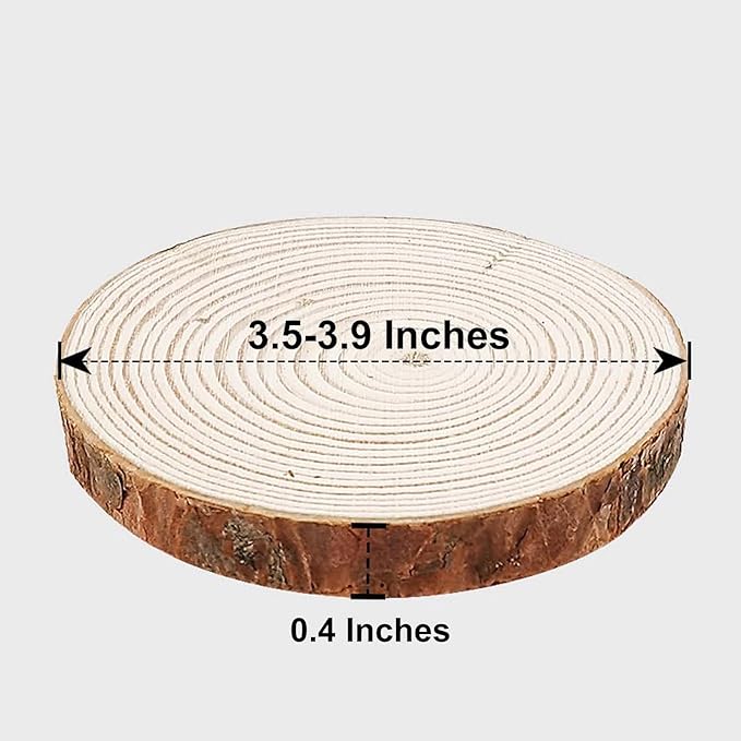 4 Inch Wood Slices Wooden Discs for Crafts 3.5-4.0 Inch, 16 Pcs