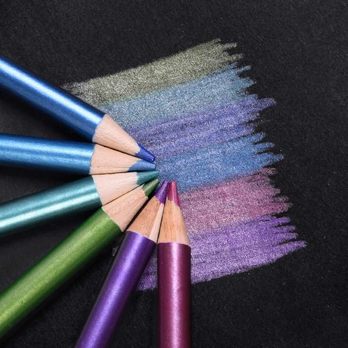 Mifuner 10Pcs Metallic Colored Pencils Set, Oil Based Drawing Pencils, Pre-sharpened Wooden Professional Sketch Pencil Art Supplies for Adults, Coloring Books, No Duplicates