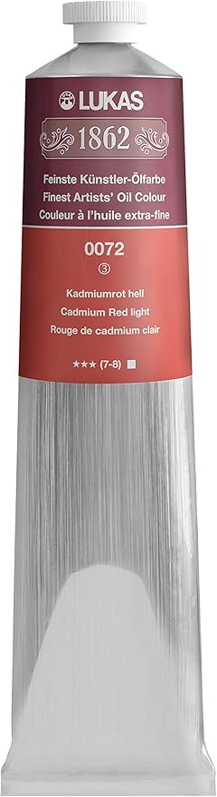 Lukas 1862 Professional German Oil Paint, Cadmium Red Light 200 mL - w/Beeswax & Non-Yellowing Sunflower Oil, Short Drying Time, Smooth, Outstanding Lightfastness
