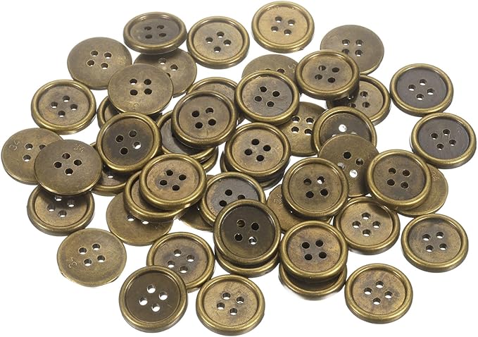 HARFINGTON 50pcs 34L Plastic Sewing Buttons 21mm 5/6" 4-Hole Round Replacement Craft Button for Coats Sewing Clothing and DIY, Bronze