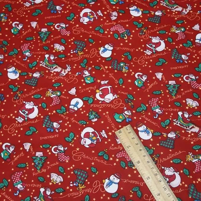 Christmas Layer Cake Fabric - 48 Pcs 10x10 Inch Precut Squares for Quilting | 100% Cotton with Festive Santa,Sock,and Tree in Red and Green(8 Patterns,6 Each)