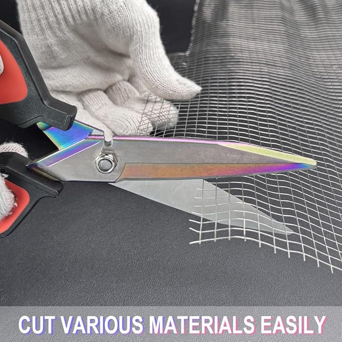 9.5" Multipurpose Heavy Duty Scissors, Titanium Coating Forged Scissors, Comfort Grip, Industrial Shears for Carpet, Wire, Leather, Fabric,Cardboard