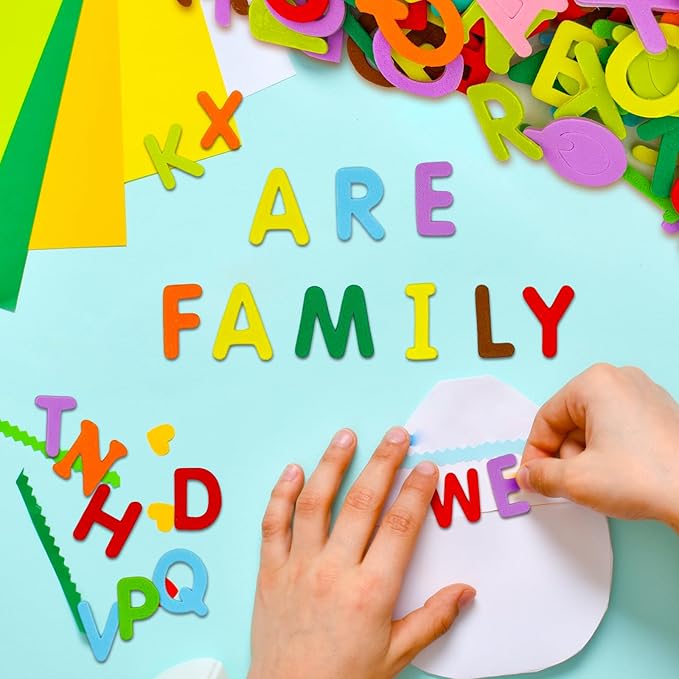930 pcs Alphabet Letters Foam Stickers,2 sizes-12 Colors Self Adhesive A-Z Alphabet Stickers Craft Supplies for Kids DIY Spell Decorations