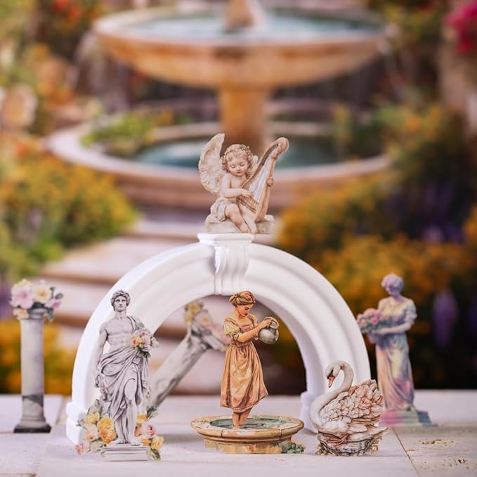 90 Pieces Roman Garden Statue Stickers, Aesthetic White Kraft Paper Decals for Scrapbooking, Bullet Journals, Planners, Vintage Angel Statue Landscape Creation Stickers for Adult DIY Crafts