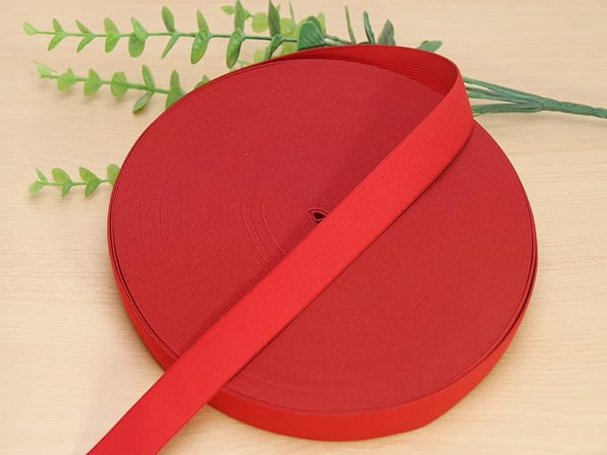 Red Knit Elastic Band for Sewing 1inch 40 Yards -25mm Flat Heavy Stretchy Elastic Straps Elastic Band Spool for DIY Craft-Bedspread-Clothing-Pants Waistband-Wigs-Skirts- DIY Projects