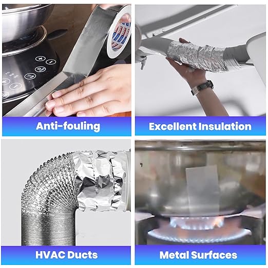 ADHES Premium Aluminum Foil Tape, 2 Inch x 210 Feet (70 Yards), Heat Proof Tape Withstand from 80°C to 100°C, Metal Duct Tape for HVAC, Sealing & Patching, Dryer Vents Pipe