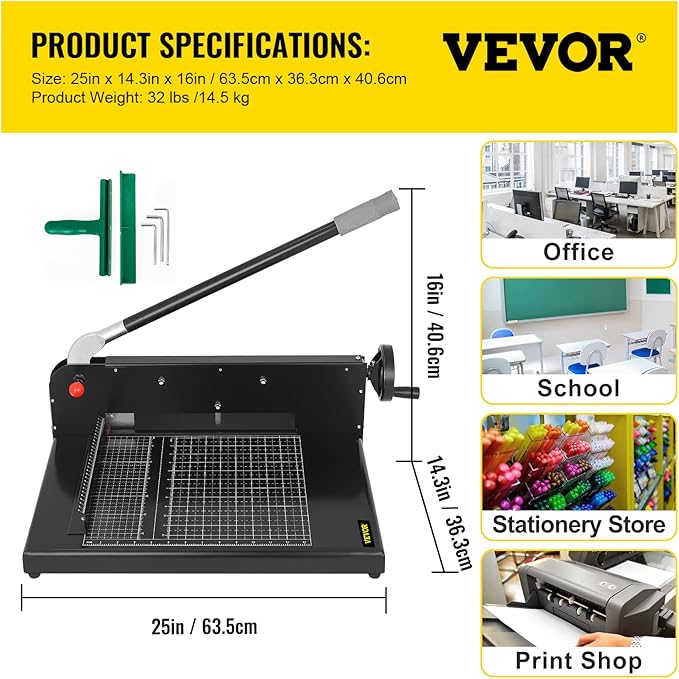 VEVOR Guillotine Paper Cutter 12",Heavy Duty Paper Cutter A4 400 Sheets, Paper Guillotine Cutting Width 30 cm,Paper Slicer Cutting Thickness Max 4 cm, Paper Slicer for Cutting Paper, PVC etc
