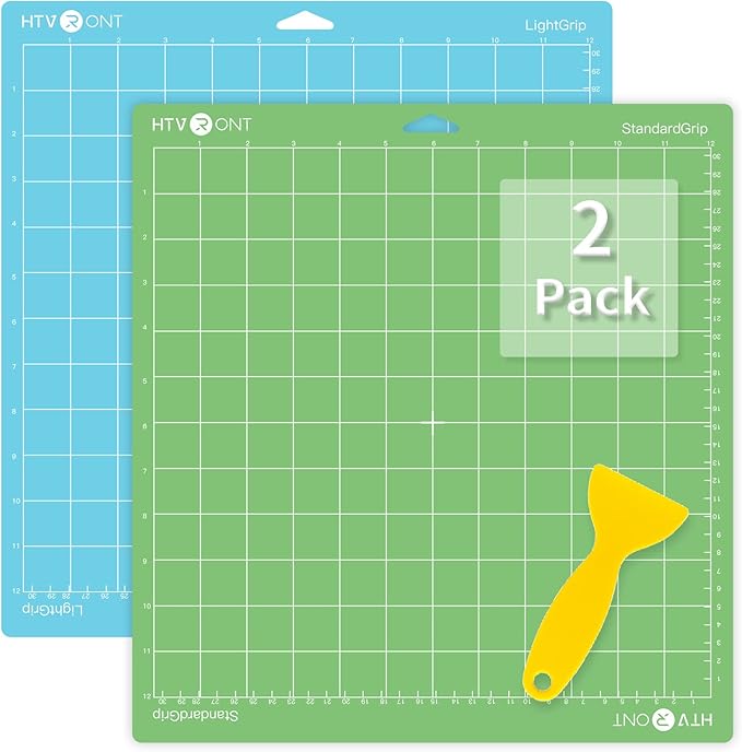 HTVRONT Variety Cutting Mat, 2 Pcs Cutting Mat 12x12 Compatible with Cricut Maker 3/Maker 4/Maker/Explore 3/4/Air 2/One Cutting Machine (LightGrip, StandardGrip), Cutting Mats Replacement Accessories