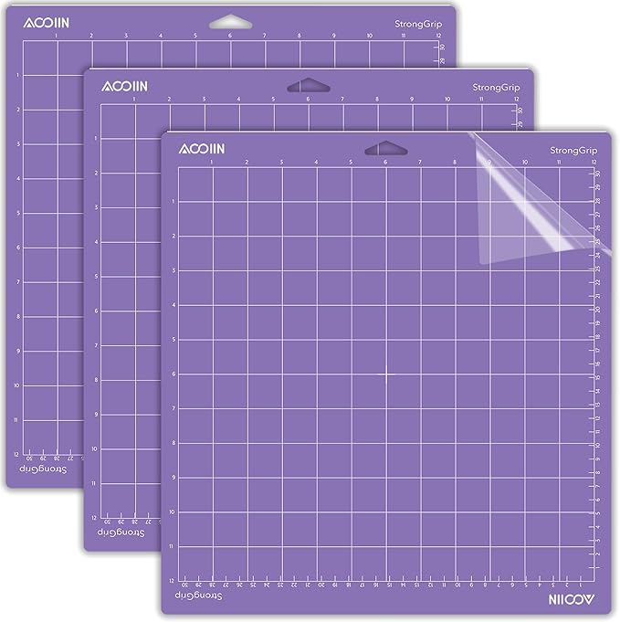 AOOIIN 12 x 12 inch StrongGrip Cutting Mat for Cricut Explore One/Air/Air 2/3/4/Maker/Maker 3/Maker 4 Adhesive Non-Slip Cut Mats Replacement Accessories for Cricut, 3 Pack