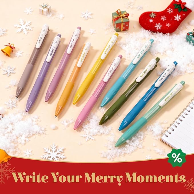 WRITECH Retractable Gel Pens Quick Dry Ink Pens Fine Point 0.5mm 10 Assorted Unique Vintage Colors For Journaling, Drawing, Doodling, and Notetaking (Vintage 2)