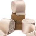 Ribbli Light Champagne Silk Satin Ribbon 1.5 Inch x 30 Yard Handmade Frayed Chiffon Champagne Ribbon for Gift Wrapping Wedding Invitations Bridal Bouquets Home Decor